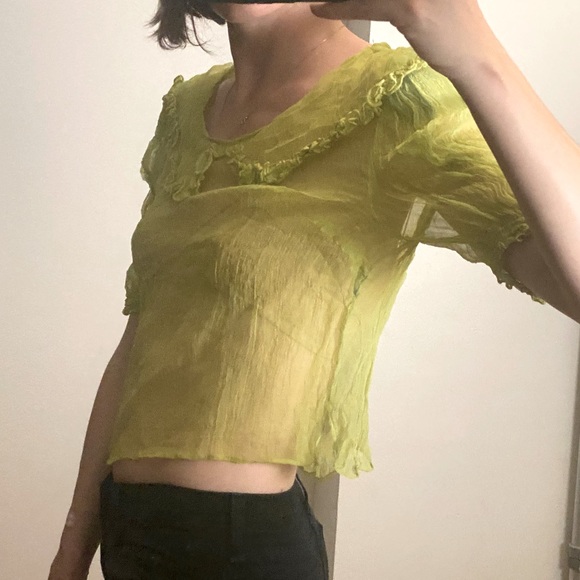Chartreuse ‘Dana Foley NYC’ Blouse (M) - Picture 5 of 6